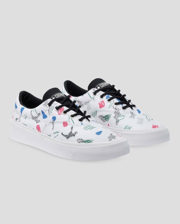 Converse Skid Grip 80s Archive Print Hvide Sko Danmark - Converse Lave Sneakers Herre - 72865YIVO